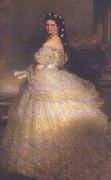 Franz Xaver Winterhalter, Empress Elisabeth of Austria in White Gown with Diamond Stars in her Hair